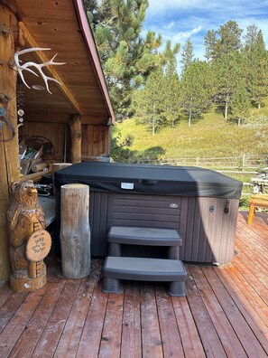Outdoor spa tub - 1 bedroom cabin in the heart of The Black Hill close to Hill City SD (Hill City)