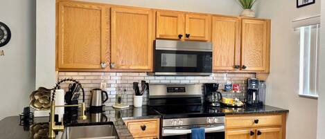 Microwave, stovetop, dishwasher