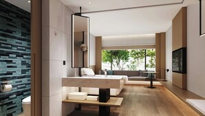 A modern bathroom with a large mirror, a toilet, and a sink. - Fairfield By Marriott Yinchuan Xingqing (Yinchuan)