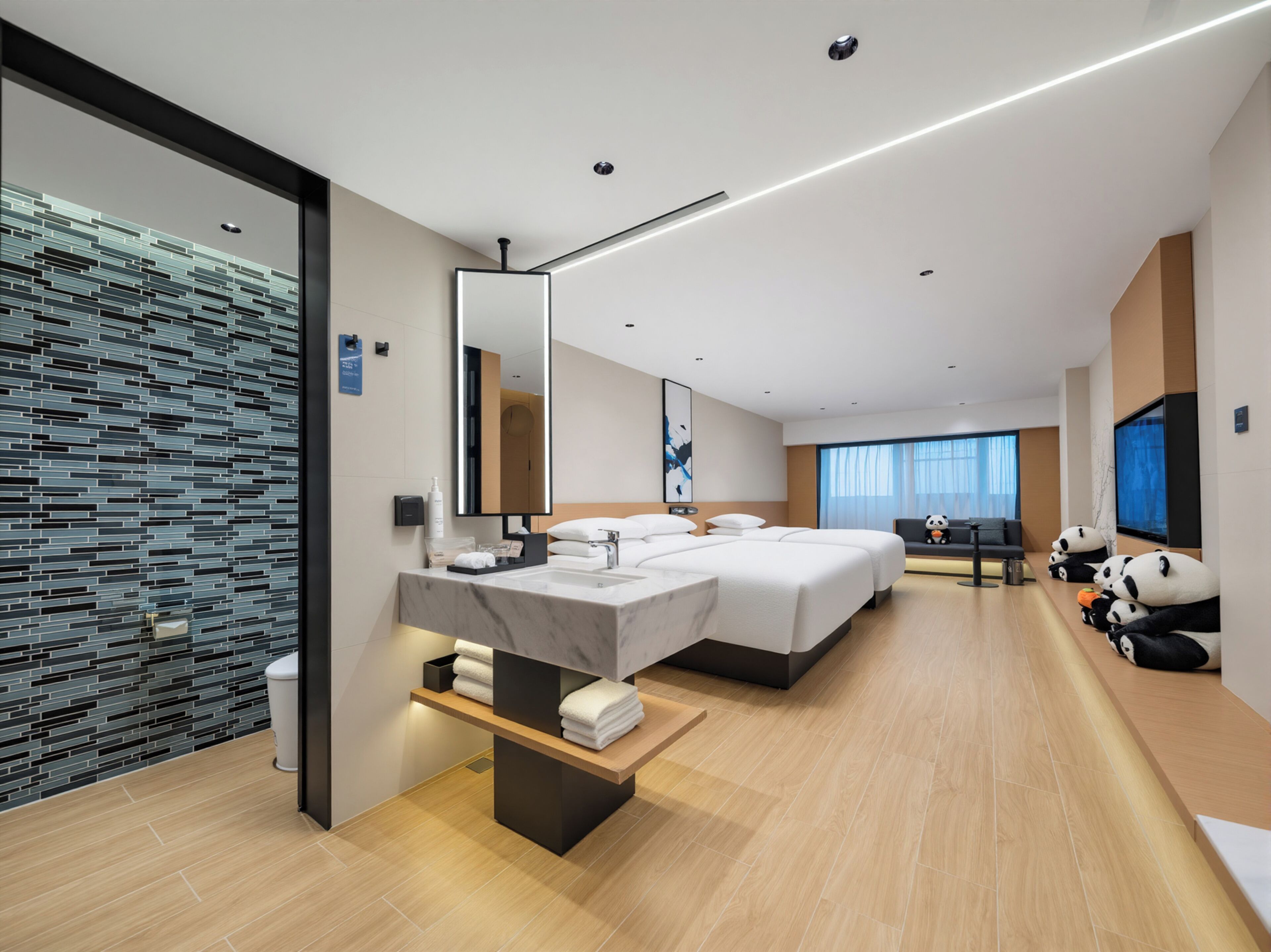 Chambre Familiale, 2 grands lits, vue ville