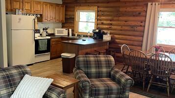 Smart TV, fireplace, DVD player, books