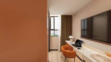 Bar mini percuma, meja, ruang kerja komputer riba, Wi-fi percuma