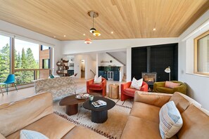 TV, fireplace, offices, computer monitors