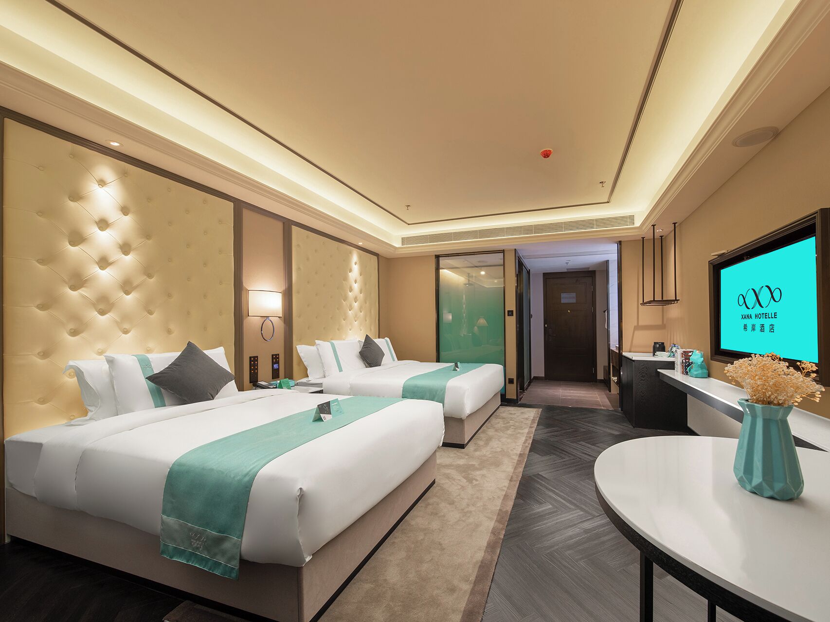 Luxury Twin Room, City View | Down comforters, memory foam beds, desk, laptop workspace