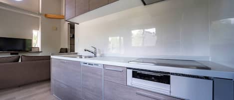 Fridge, microwave, stovetop, dishwasher