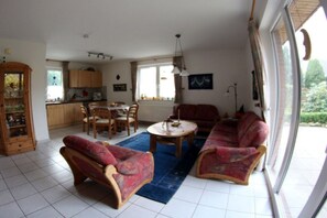 DVD player, books, stereo