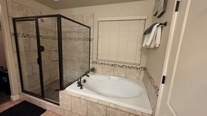 Hair dryer, bidet, towels, soap
