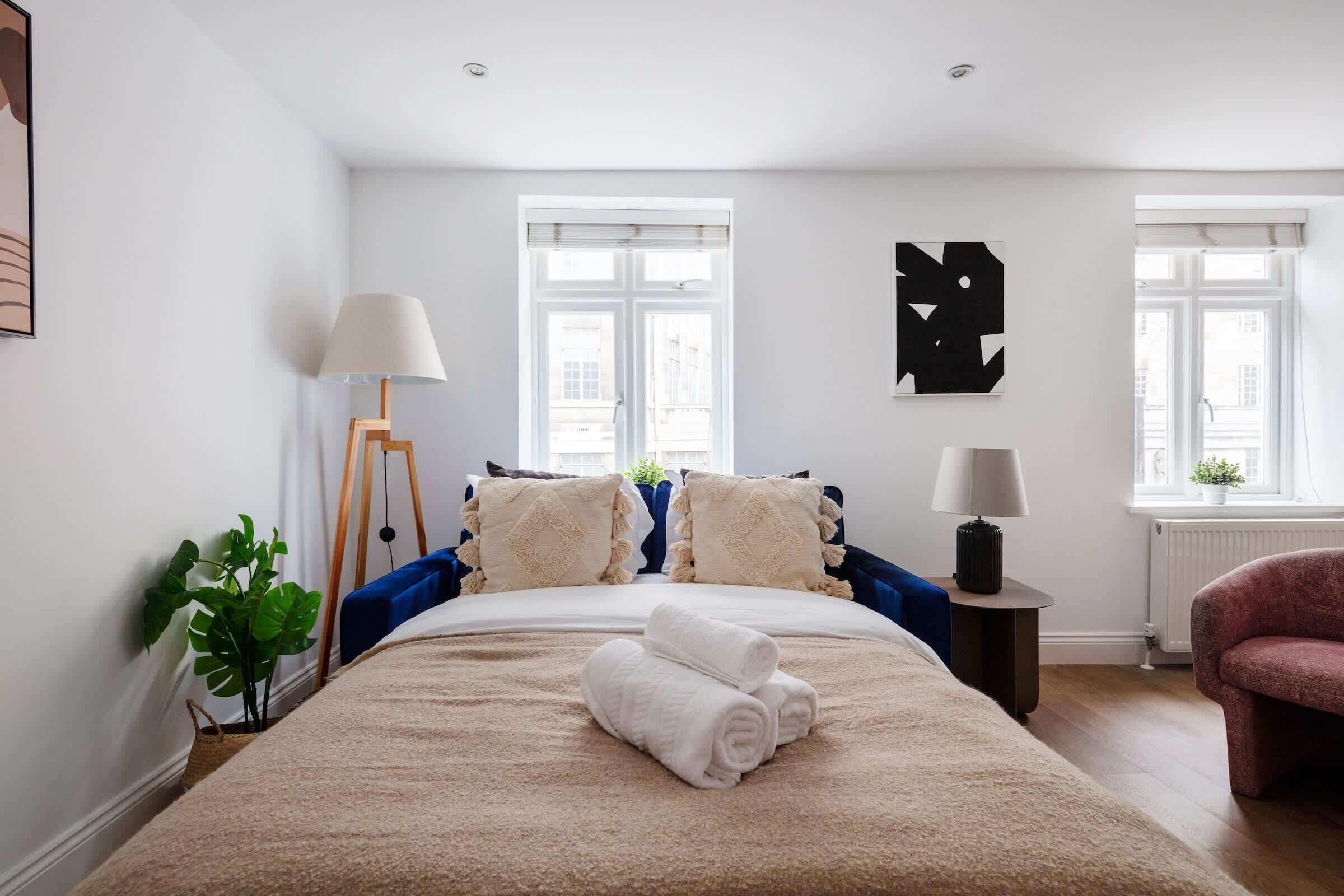 1 bedroom, desk, iron/ironing board, travel crib