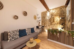 TV, books - Eximia Suite with Private Patio - Historic District (Montpellier)