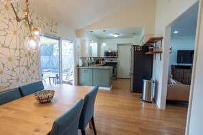 Microwave, dining tables