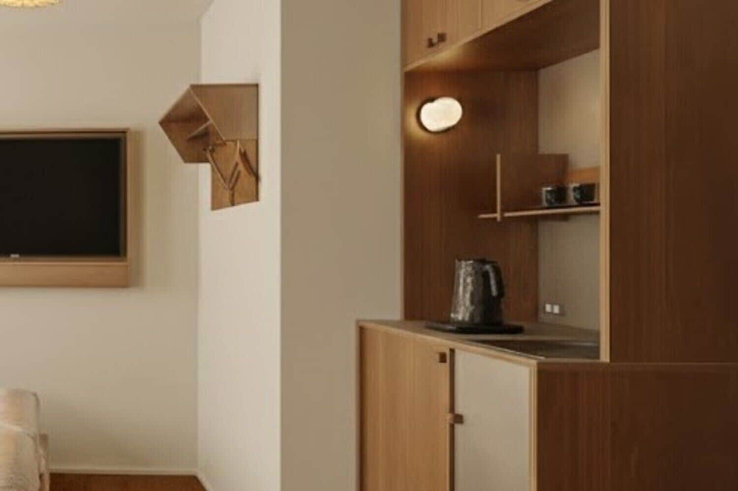 Mini-fridge, microwave