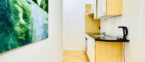 Microwave, oven, stovetop, electric kettle