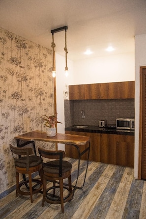 Mini-fridge, electric kettle
