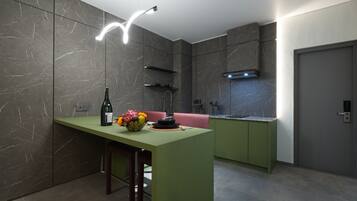 Standard Apartment, Balcony, City View | Private kitchen | Mini-fridge, microwave, oven, cookware/dishes/utensils