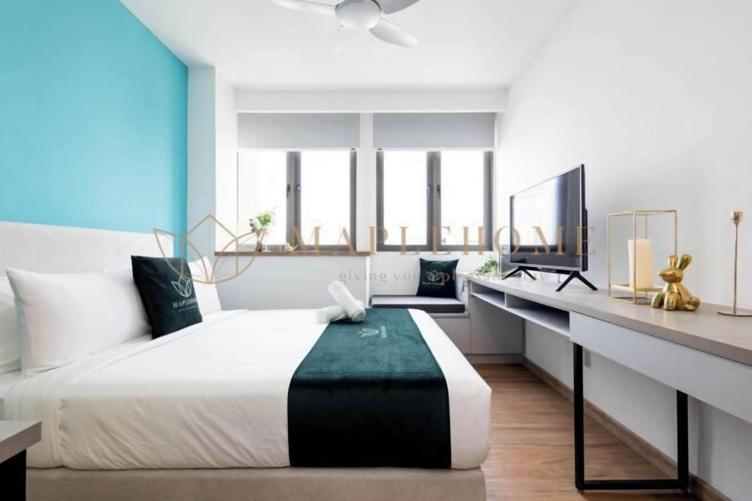 Desk, blackout curtains, iron/ironing board, free WiFi