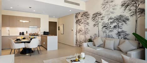 Spacious living area with natural light