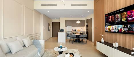 Spacious living area with natural light