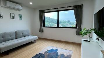 Premier vierpersoonskamer | Woonruimte | Een televisie