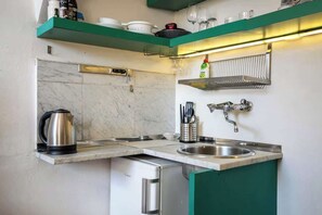 Fridge, stovetop, cookware/dishes/utensils