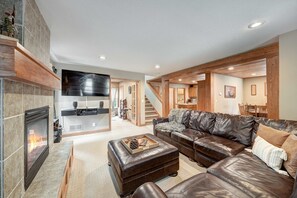 TV, fireplace, video games