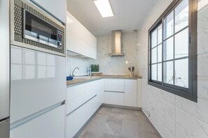 Microwave, stovetop, coffee/tea maker, toaster