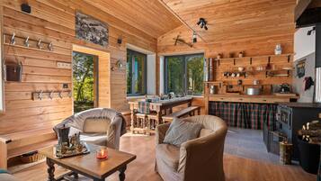 Televisión, chimenea y reproductor de DVD