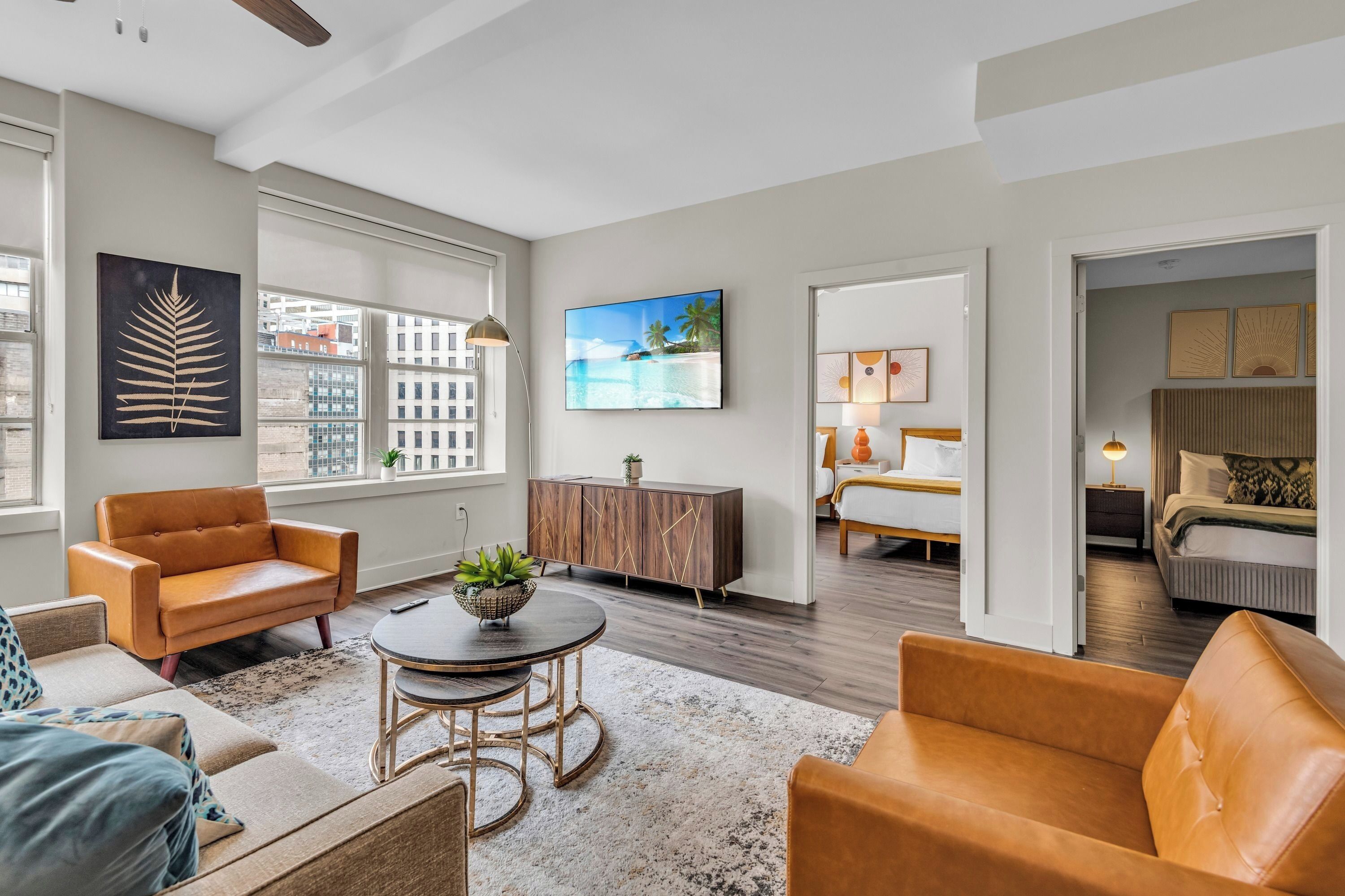 Family Condo, 4 Bedrooms | Living room | 50-inch Smart TV with digital channels, table football