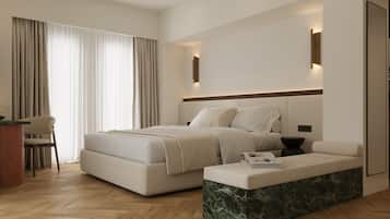 Comfort tweepersoonskamer, uitzicht op de stad | Een minibar, een strijkplank/strijkijzer, gratis wifi, beddengoed