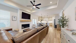 TV, fireplace, offices