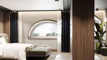 Presidential Suite, 1 King Bed | Ylelliset vuodevaatteet, minibaari, tallelokero huoneessa, työpöytä