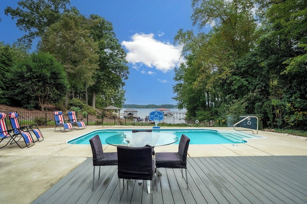 Outdoor pool, a heated pool - Heated Pool, Hot Tub, Game Rm, Boat Dock, Lakefront Views (Lake Norman of Catawba)