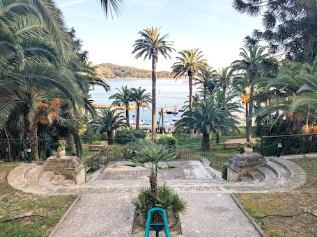 Property grounds. Bright studio with pool and sea view