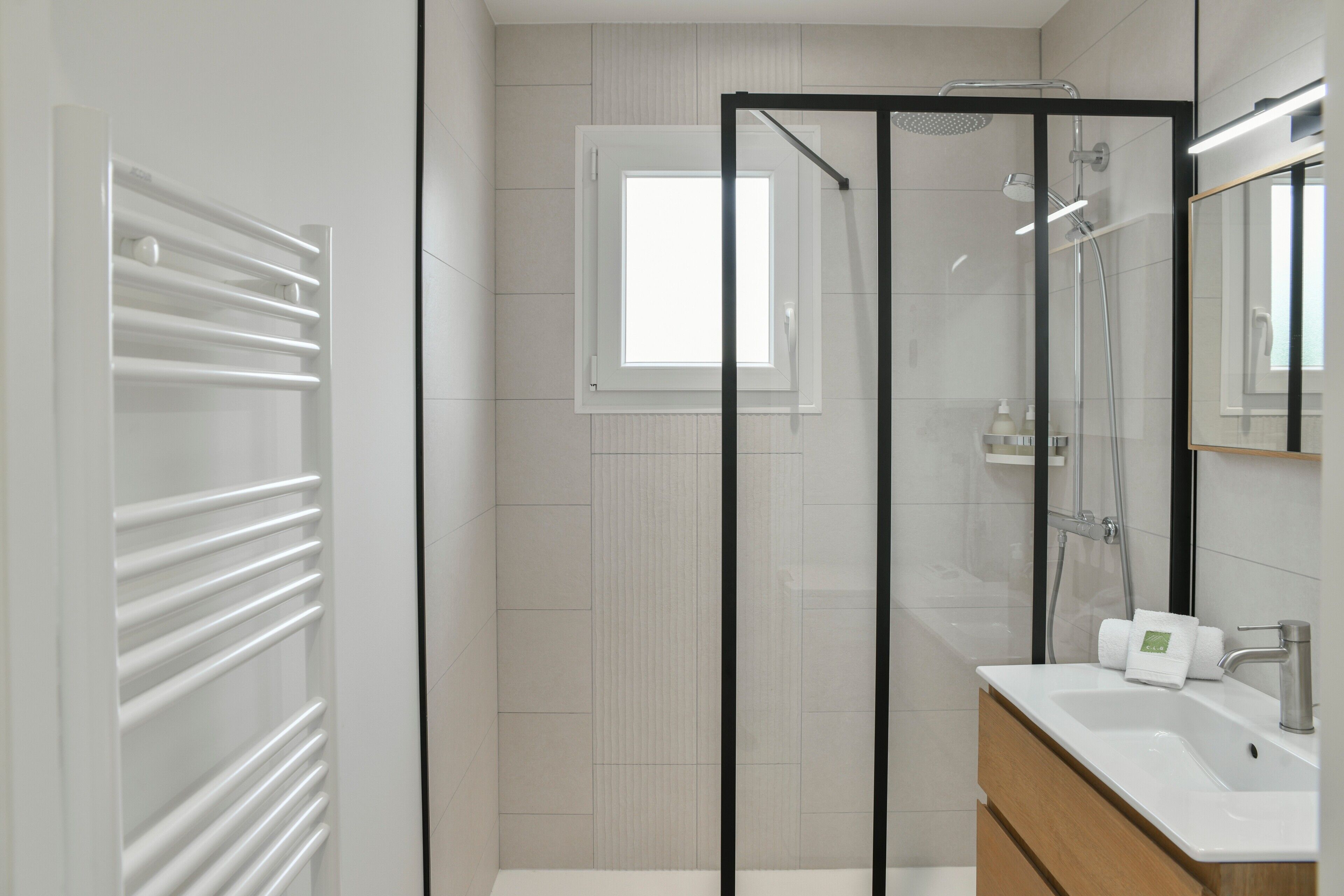 Dusche, Haartrockner, Handtücher