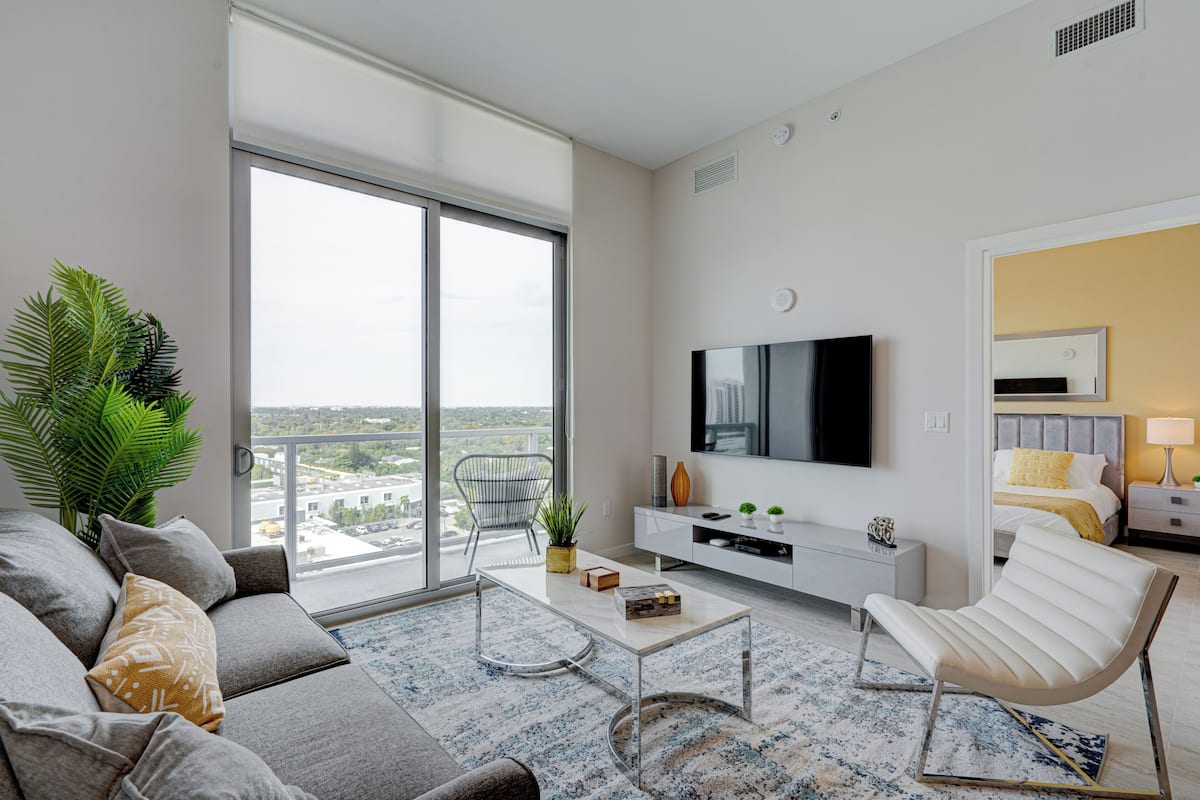 Appart'hôtel Deluxe, balcon, vue ville | Coin séjour