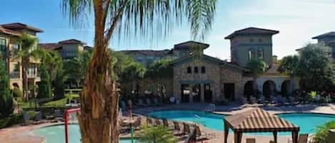 2 outdoor pools, open 8:00 AM to 7:00 PM, sun loungers