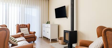 TV, fireplace