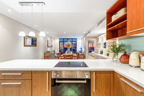 Fridge, microwave, oven, dishwasher