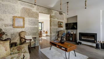 TV, fireplace