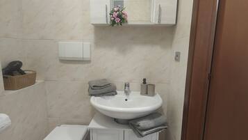 Dusche, Haartrockner, Bidet, Handtücher