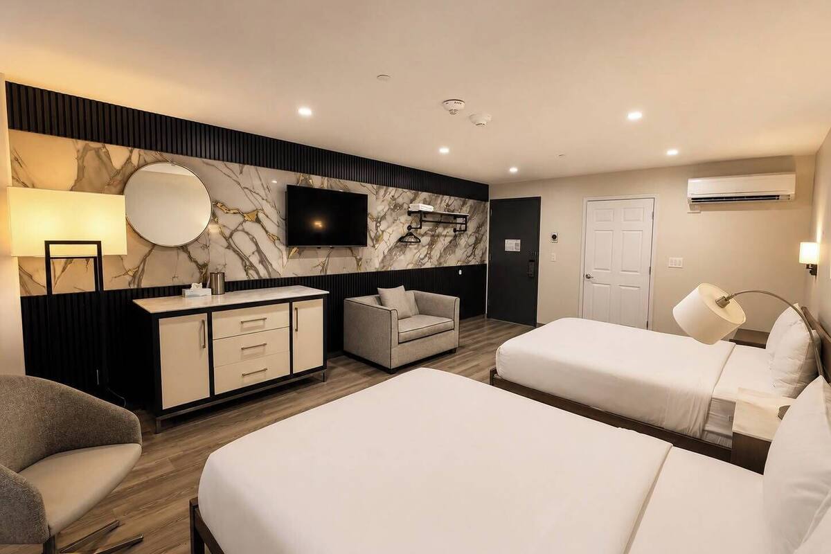 Premium bedding, down duvets, desk, laptop workspace