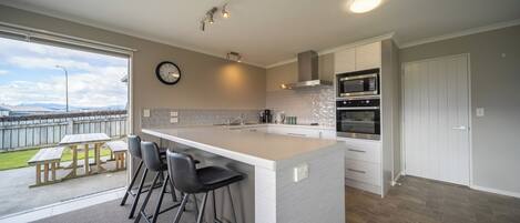 Fridge, microwave, dishwasher, coffee/tea maker