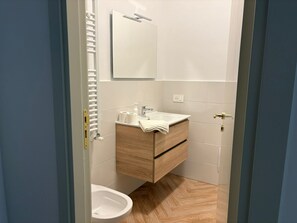 Shower, bidet, towels