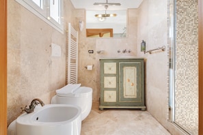 Ducha, secador de pelo y toallas