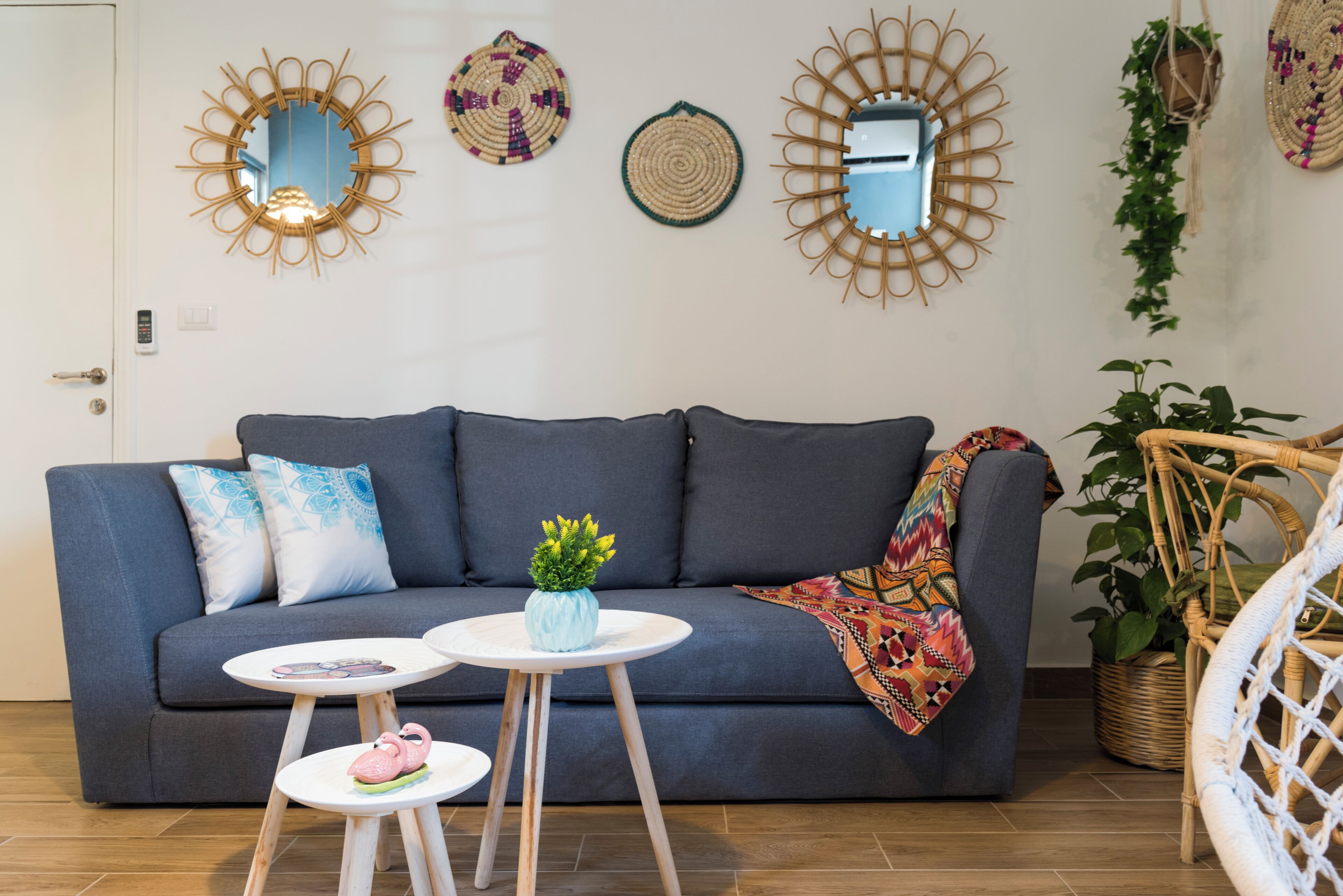 公寓, 城市景观 | 客厅 | 55-英寸智能电视 （配备数码频道）、流媒体服务