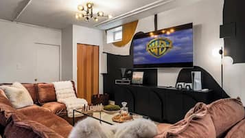 Télévision, cheminée, jeux vidéo, espaces bureaux