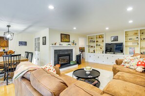 TV, fireplace - Near Main St & Festivals: Peaceful Keene Getaway! (Keene)