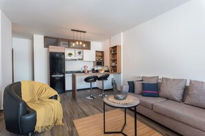 Apartment, 1 Double Bed, Kitchenette, Mountain View | Living room