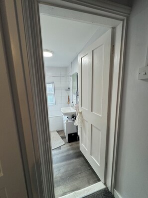 Hair dryer, towels, toilet paper