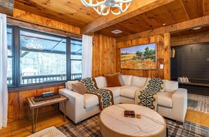 TV, fireplace, video games