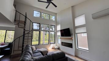 TV, fireplace